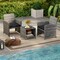Patio Set 3 Pieces with Tempered Glass Coffee Table and Comfortable Cushions
